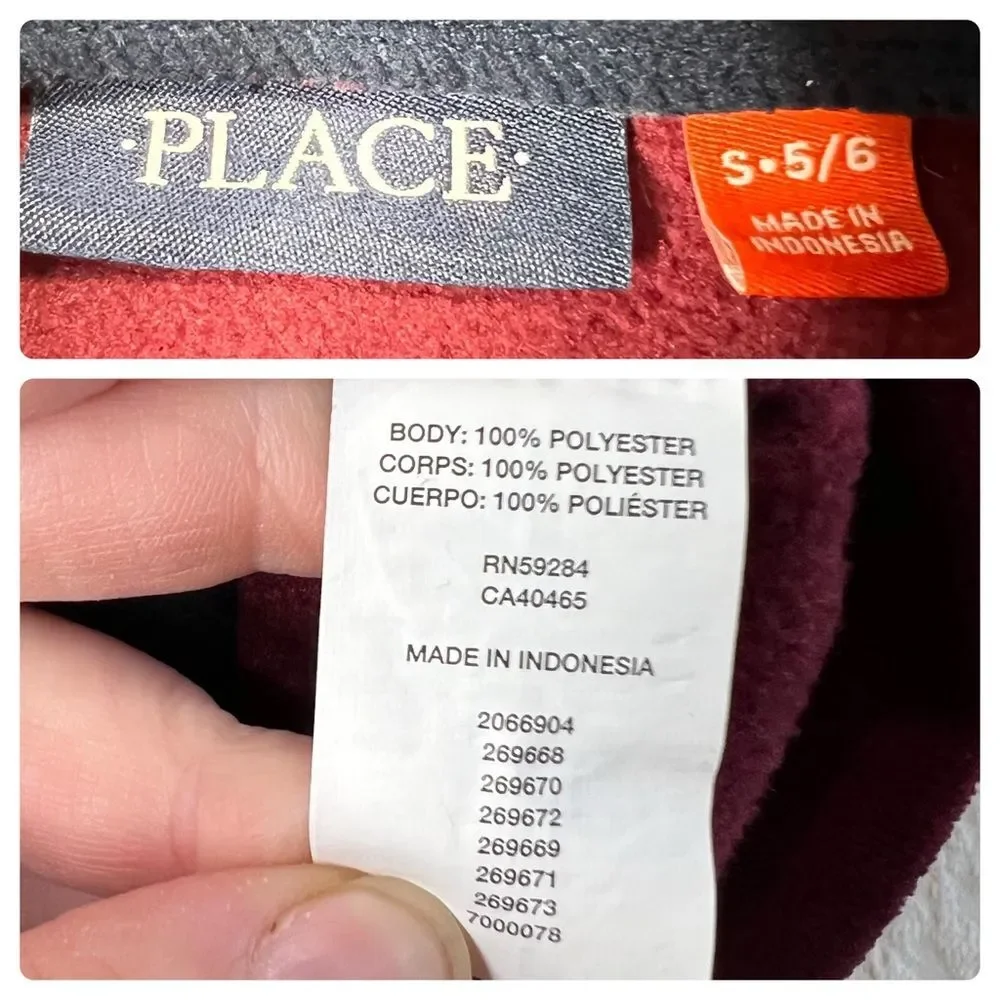 Children’s Place Boys Colorblock Fleece Half-Zip Pullover S 5/6 Burgundy Navy